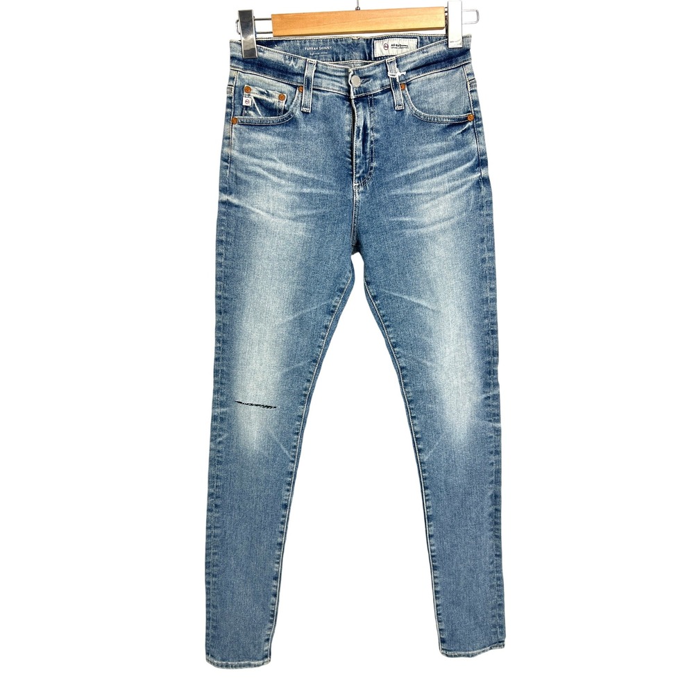 AG Adriano Goldschmied Farrah Skinny High Rise Distressed Jeans Blue 27R